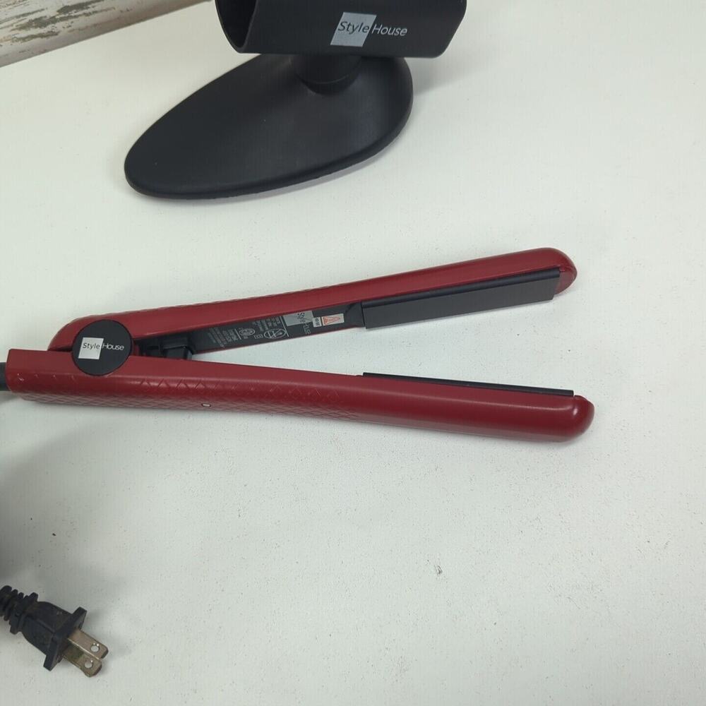 Style house 1656736 Black/Red‎ Professional Hair Styling Flat Iron 1.25" W/Base - Picture 3 of 9